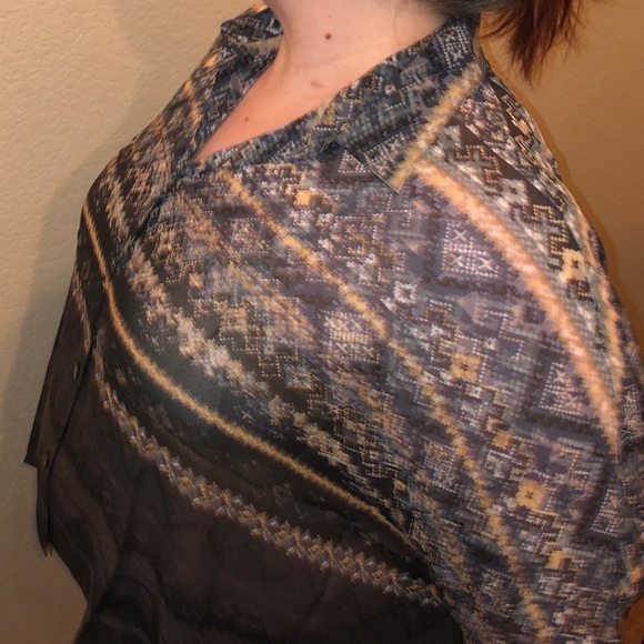 100% SILK Oversize Boho Tribal Top - Picture 3 of 5